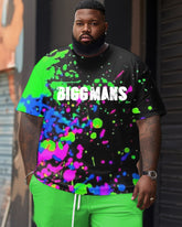 Splash Paint Letter Print Large Men's Suit